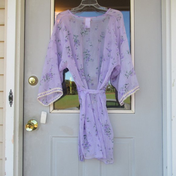 NWT VINTAGE  sheer floral print robe L - Picture 8 of 12